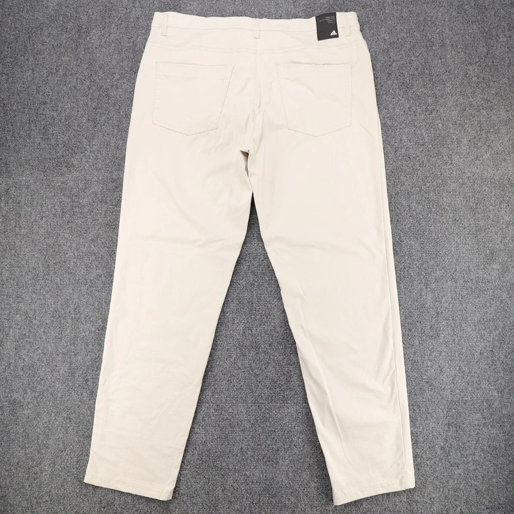 Adidas Golf Go-To 5 Pocket Pant Men 35x30 (35x29) Beige Tapered Fit Primegreen